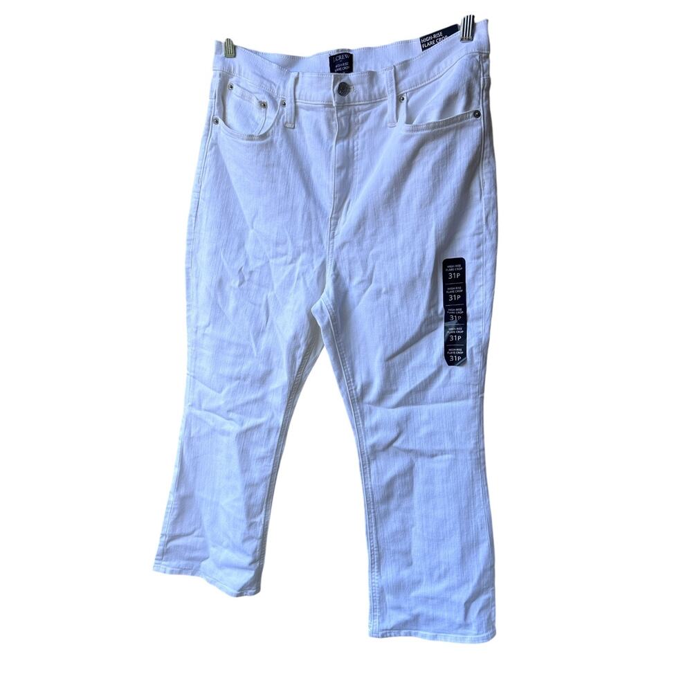 j.crew factory flare crop jeans signature stretch white denim bx545 women p31 - Picture 3 of 10